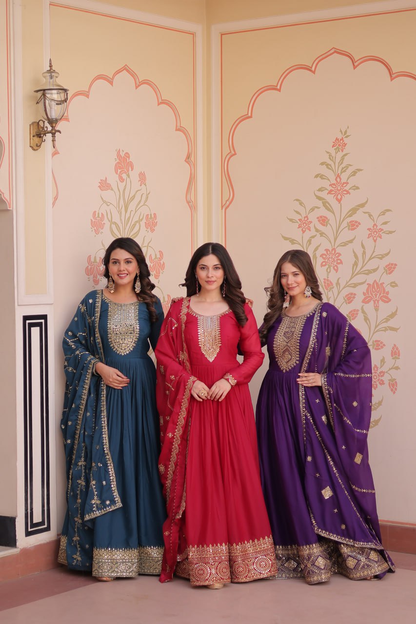 Georgette Gown Dupatta Diwali Collection