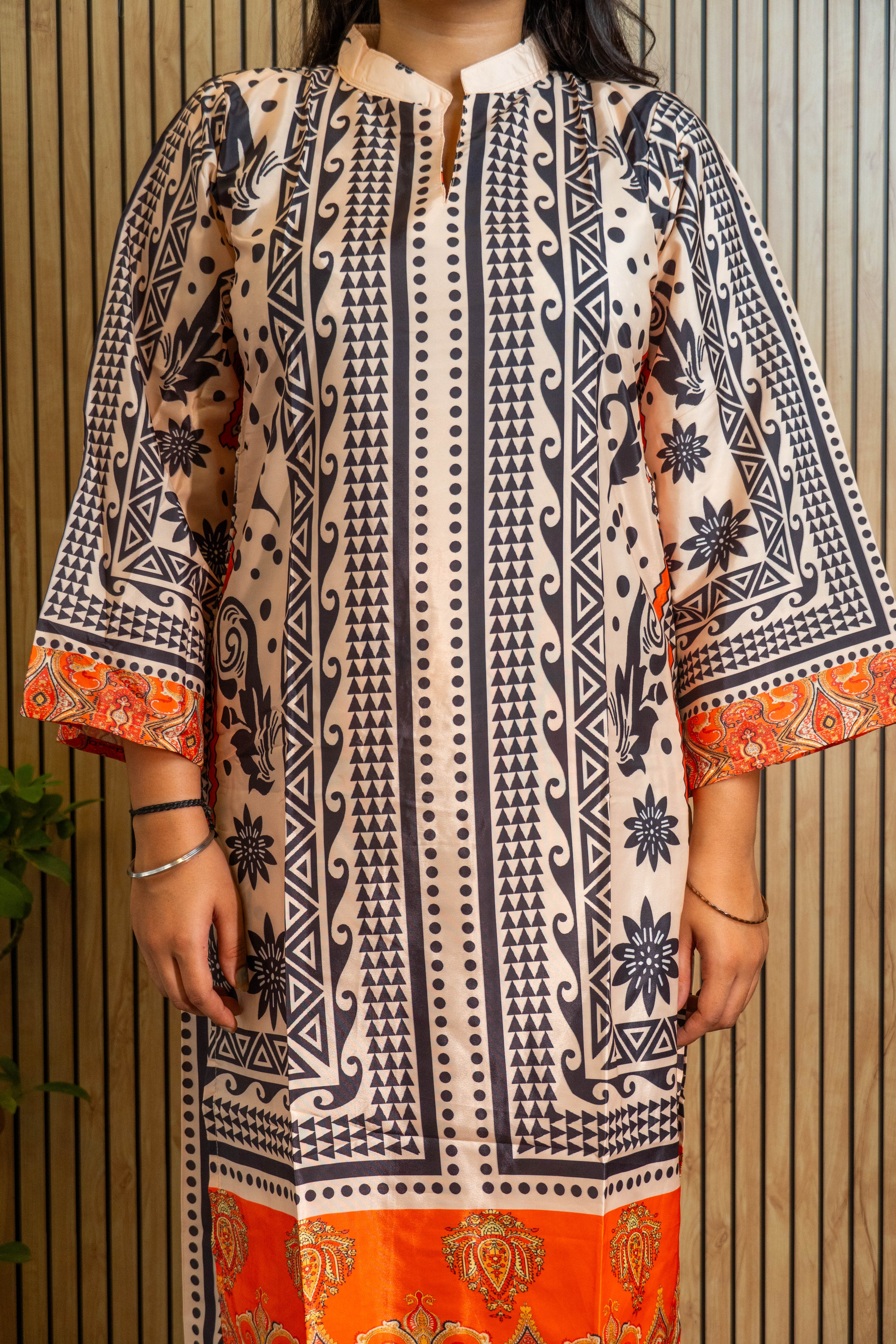 Natural Crepe Digital Print Co-ord Set with Palazzo & Sleeves