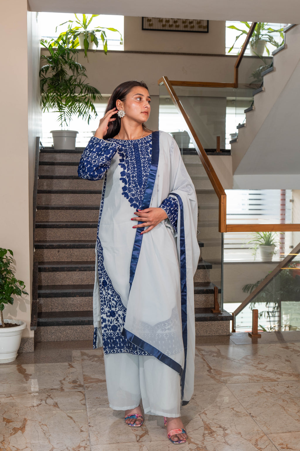 Fox Georgette Embroidered Salwar Suit with Micro Cotton Inner