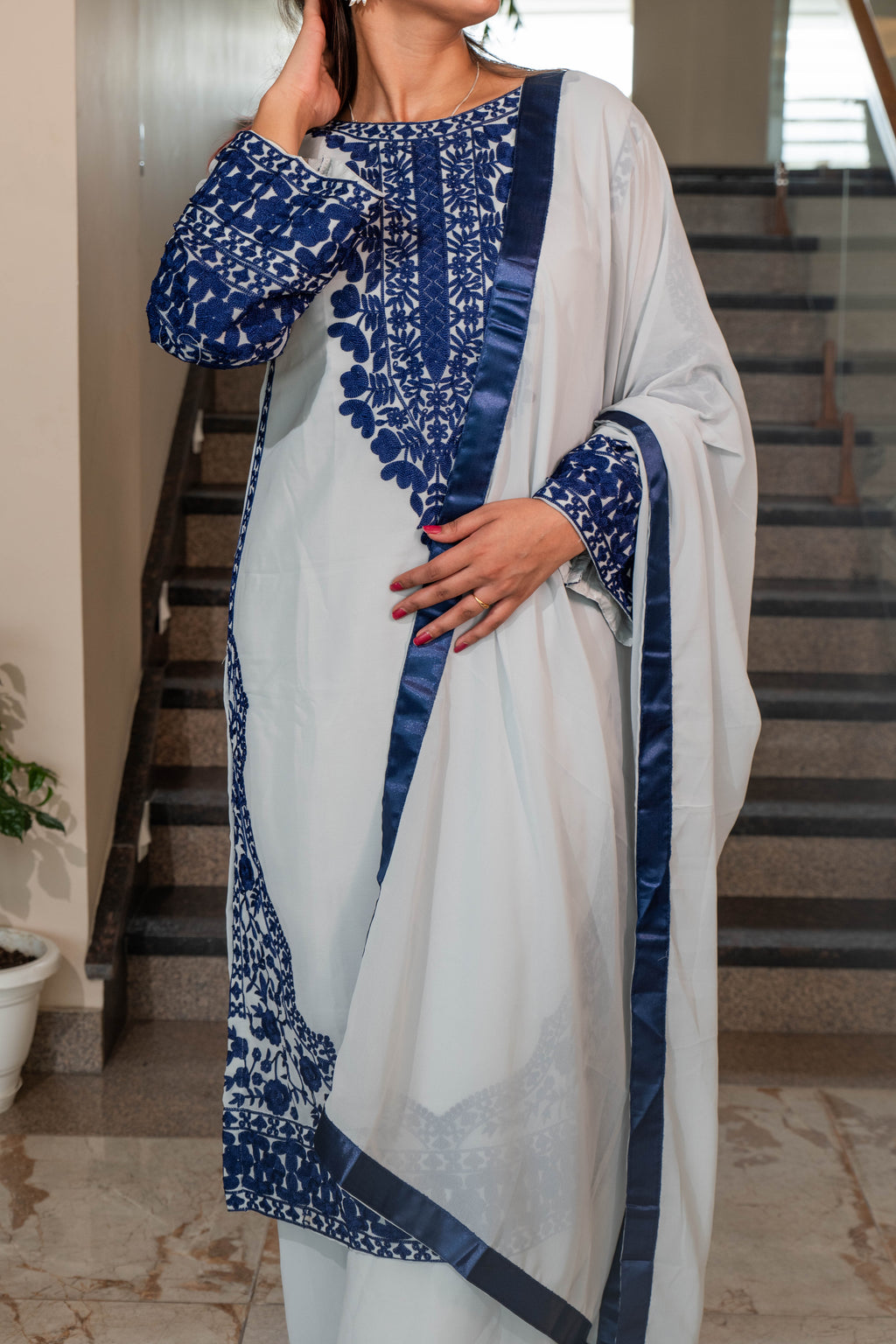 Fox Georgette Embroidered Salwar Suit with Micro Cotton Inner