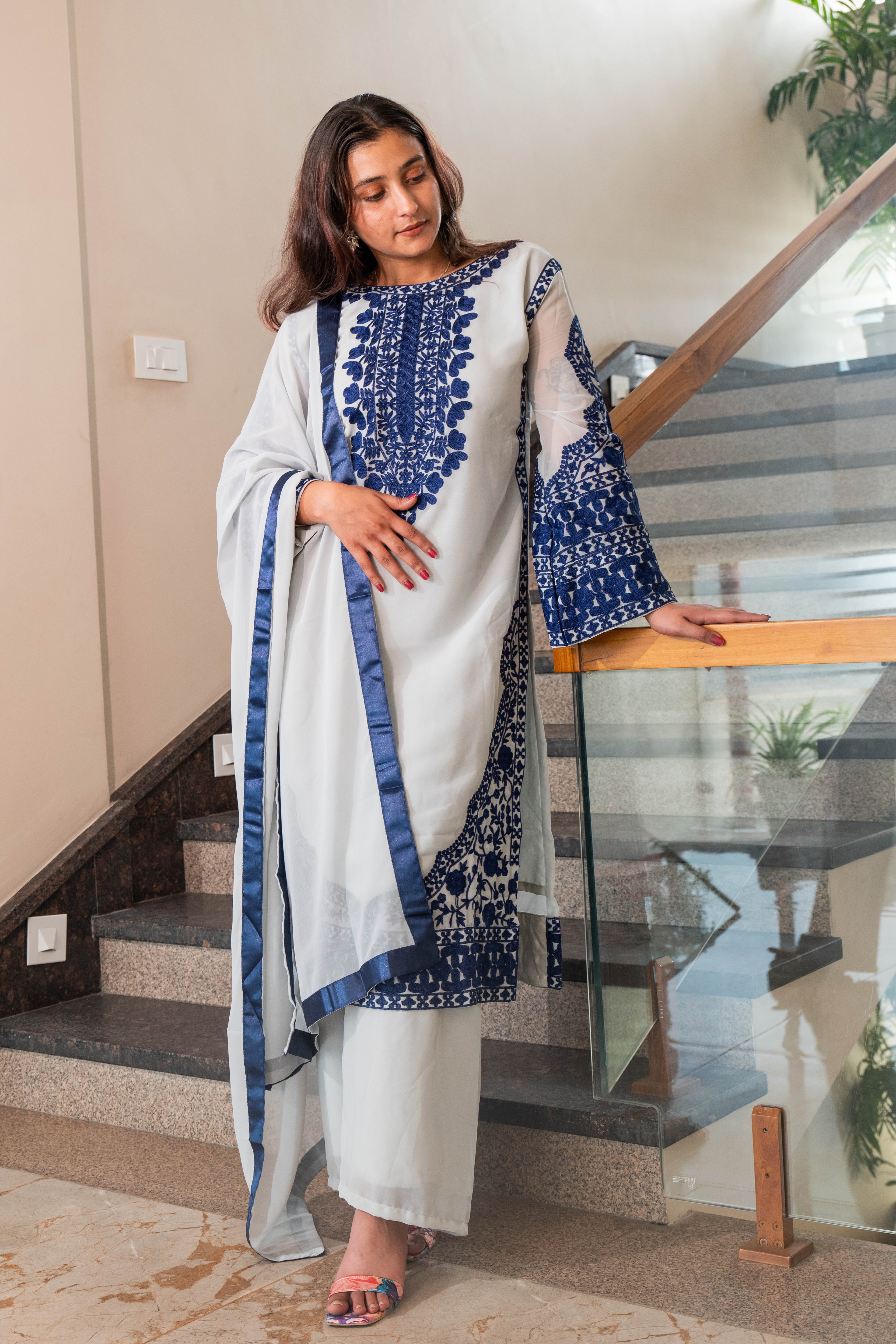 Fox Georgette Embroidered Salwar Suit with Micro Cotton Inner