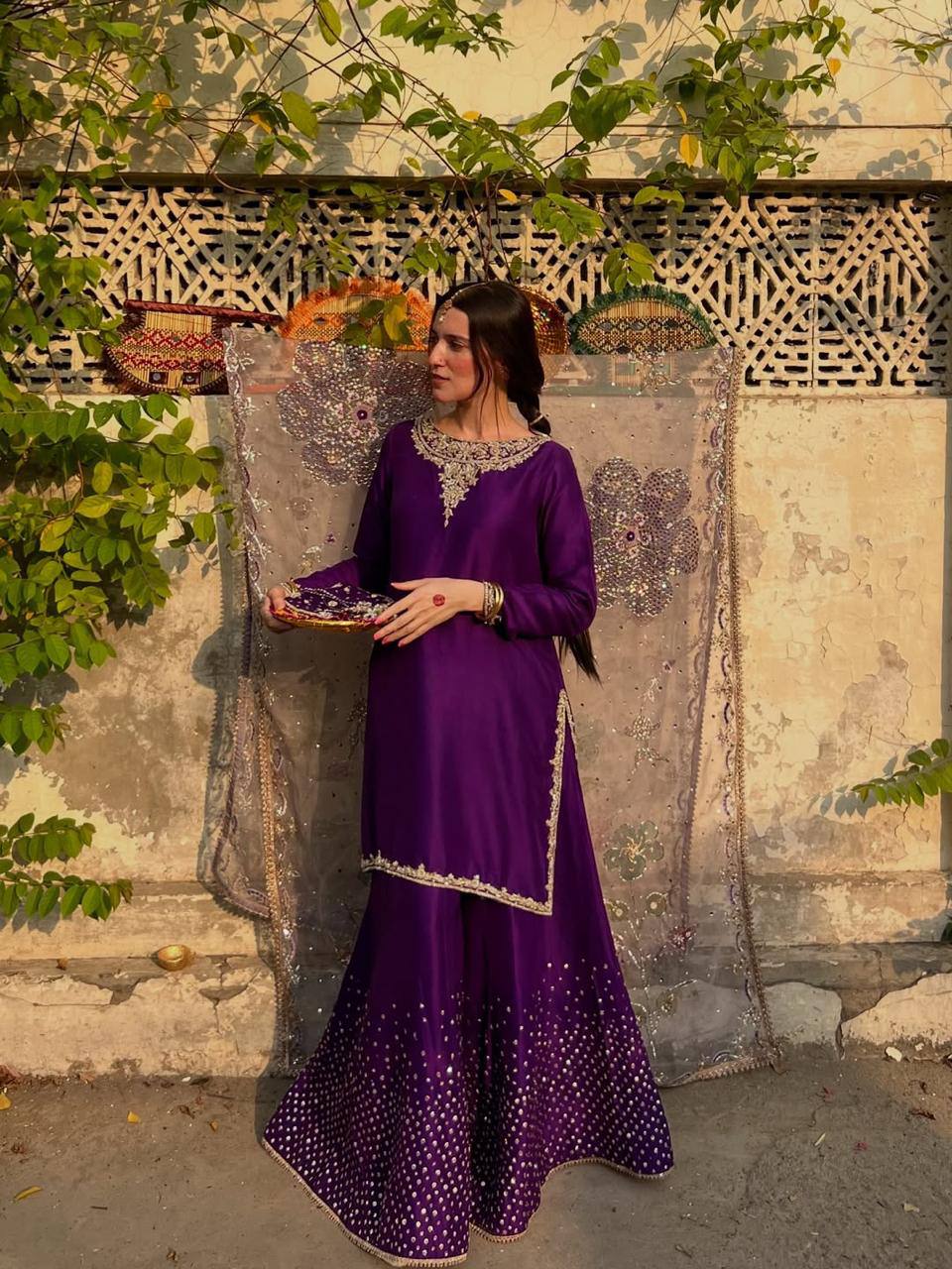 Exclusive 3-Piece Plazzo Set with Dupatta – Chinon Fabric with Sequence Embroidery