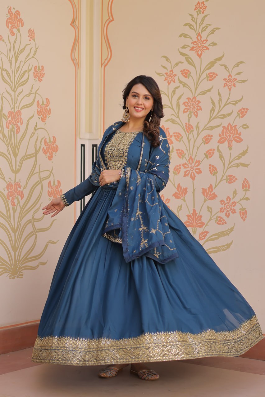 Georgette Gown Dupatta Diwali Collection