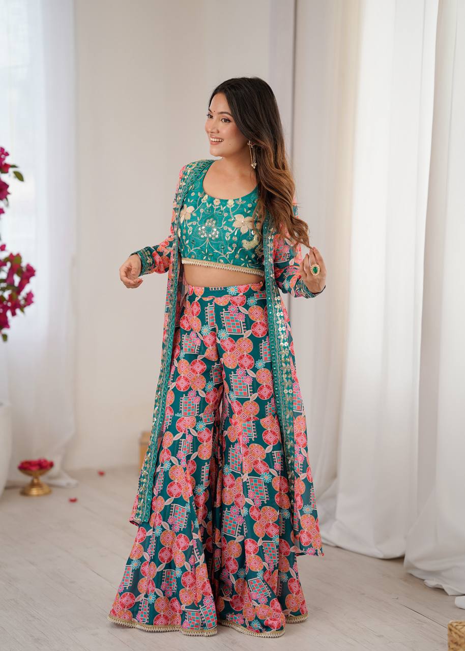 Heavy Muslin Sharara Salwar Suits Indo Western Dresses
