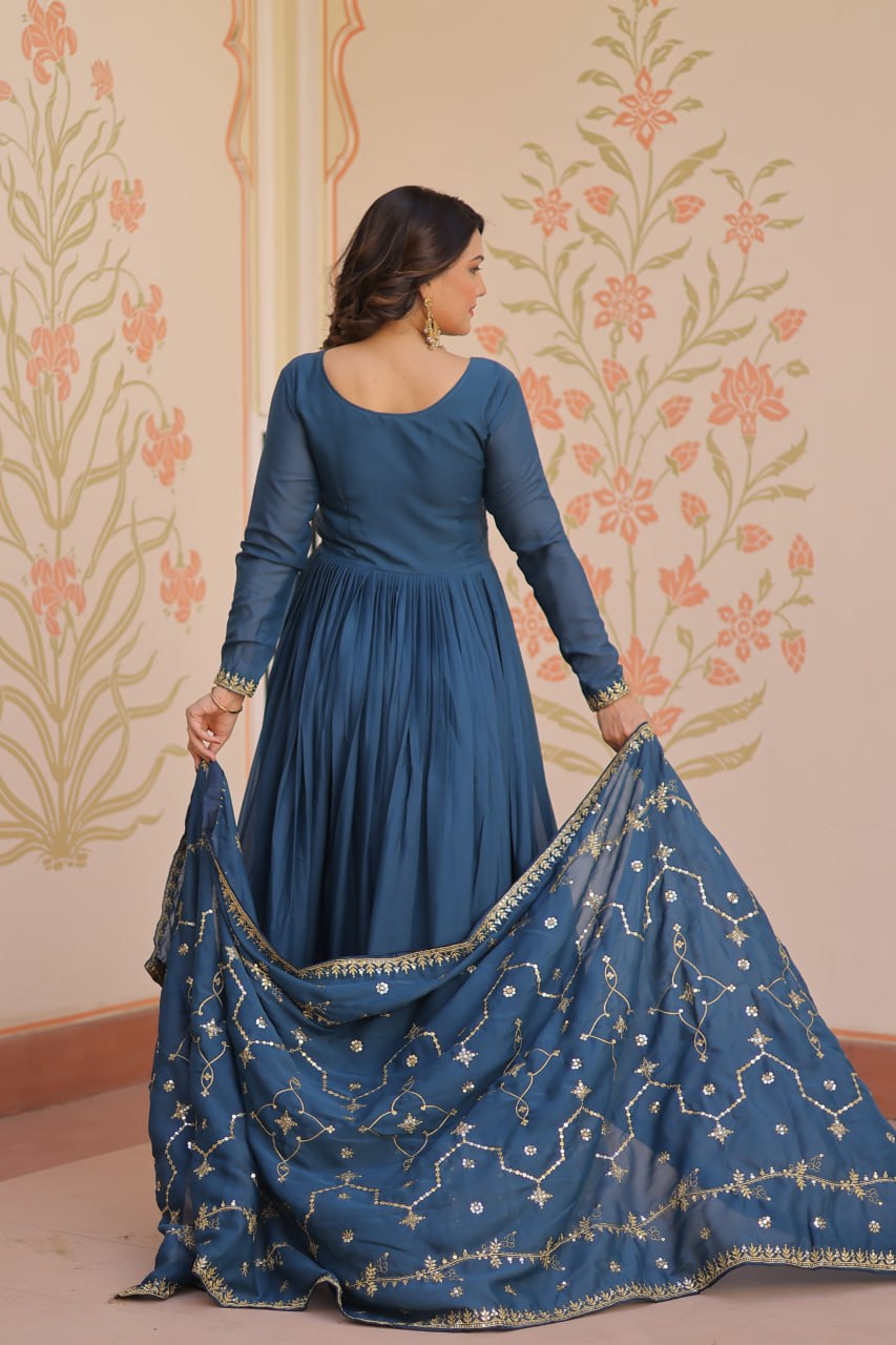 Georgette Gown Dupatta Diwali Collection