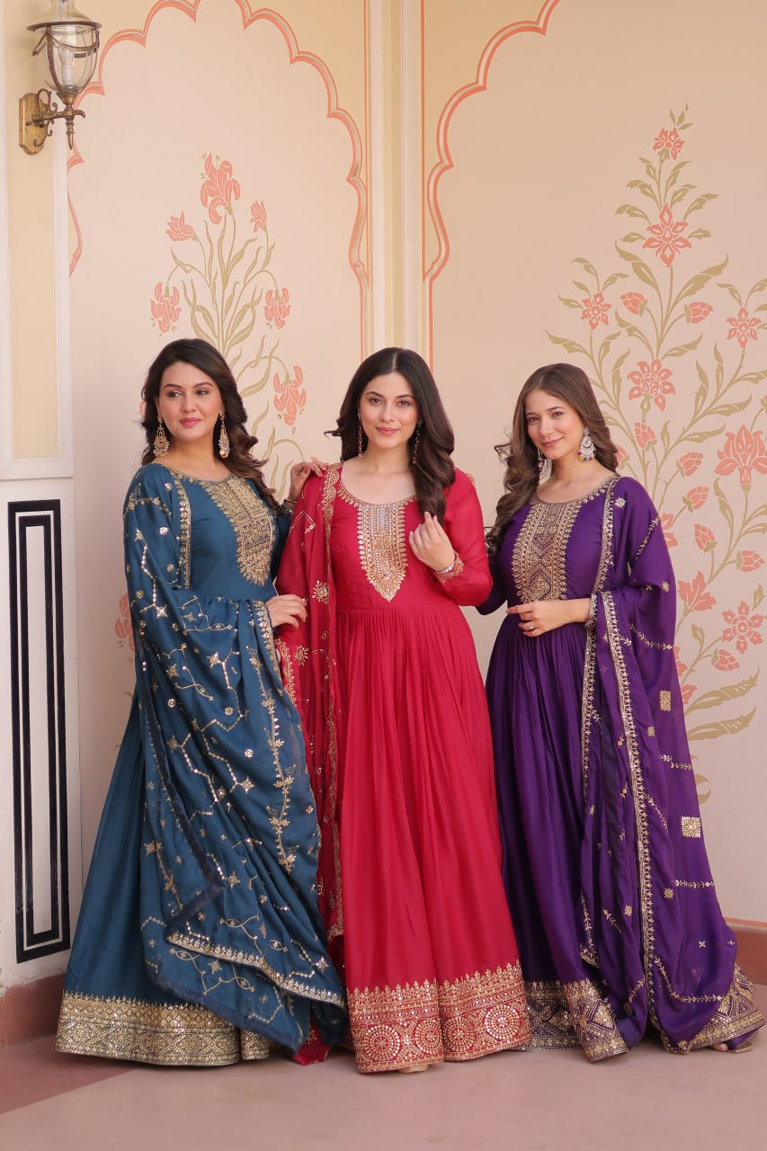 Georgette Gown Dupatta Diwali Collection