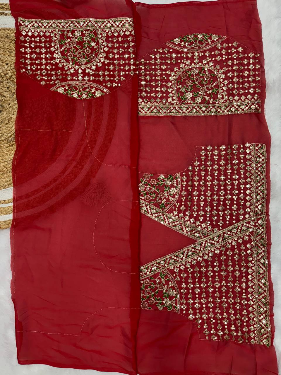 Soft Rangoli Silk Saree with Sequence Embroidery & Lace Border