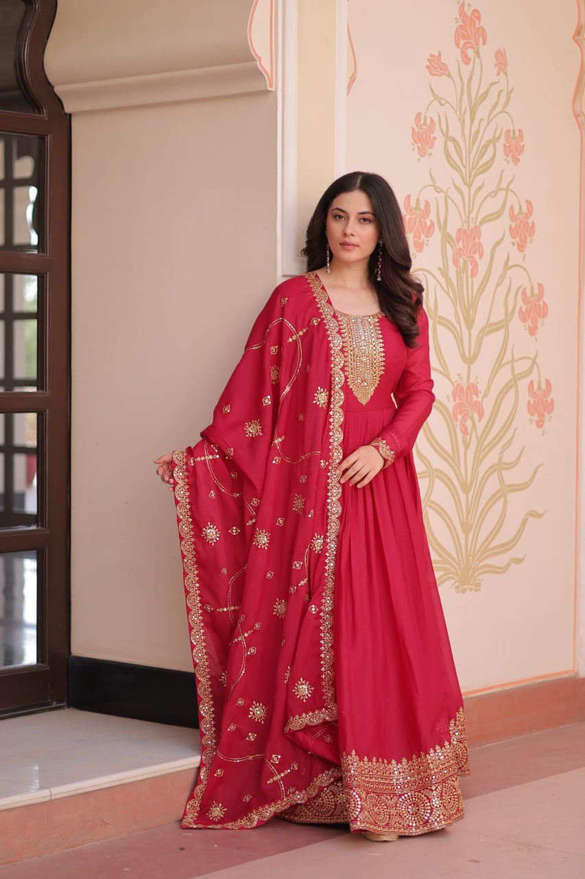 Georgette Gown Dupatta Diwali Collection