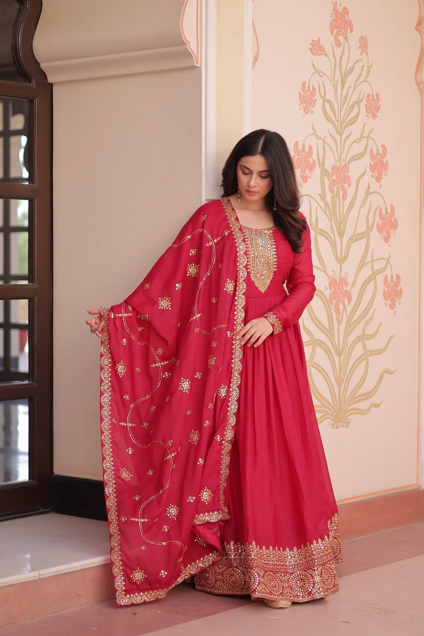 Georgette Gown Dupatta Diwali Collection