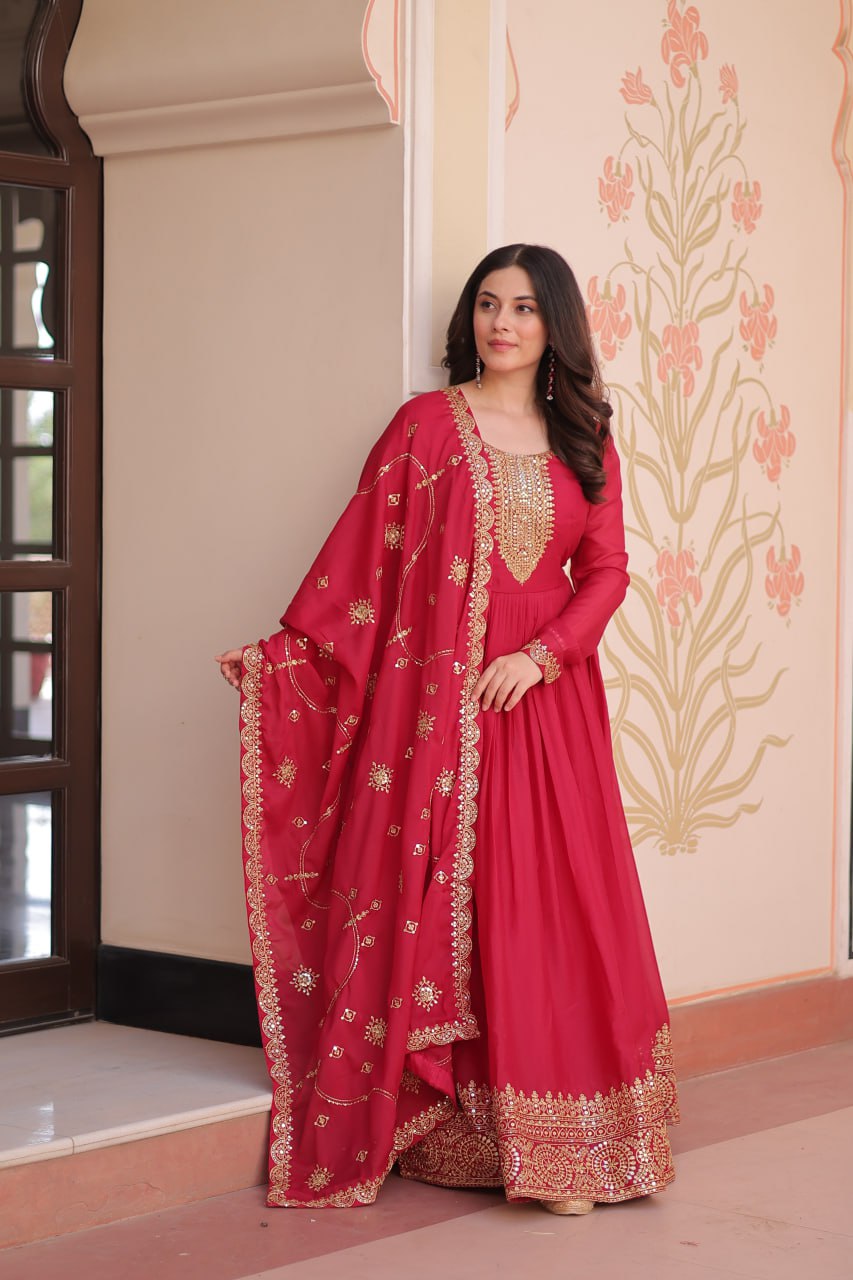 Georgette Gown Dupatta Diwali Collection