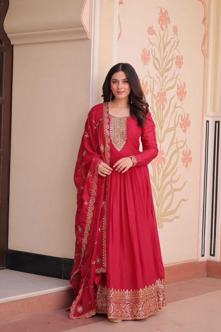 Georgette Gown Dupatta Diwali Collection