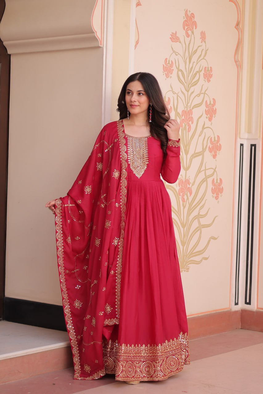 Georgette Gown Dupatta Diwali Collection