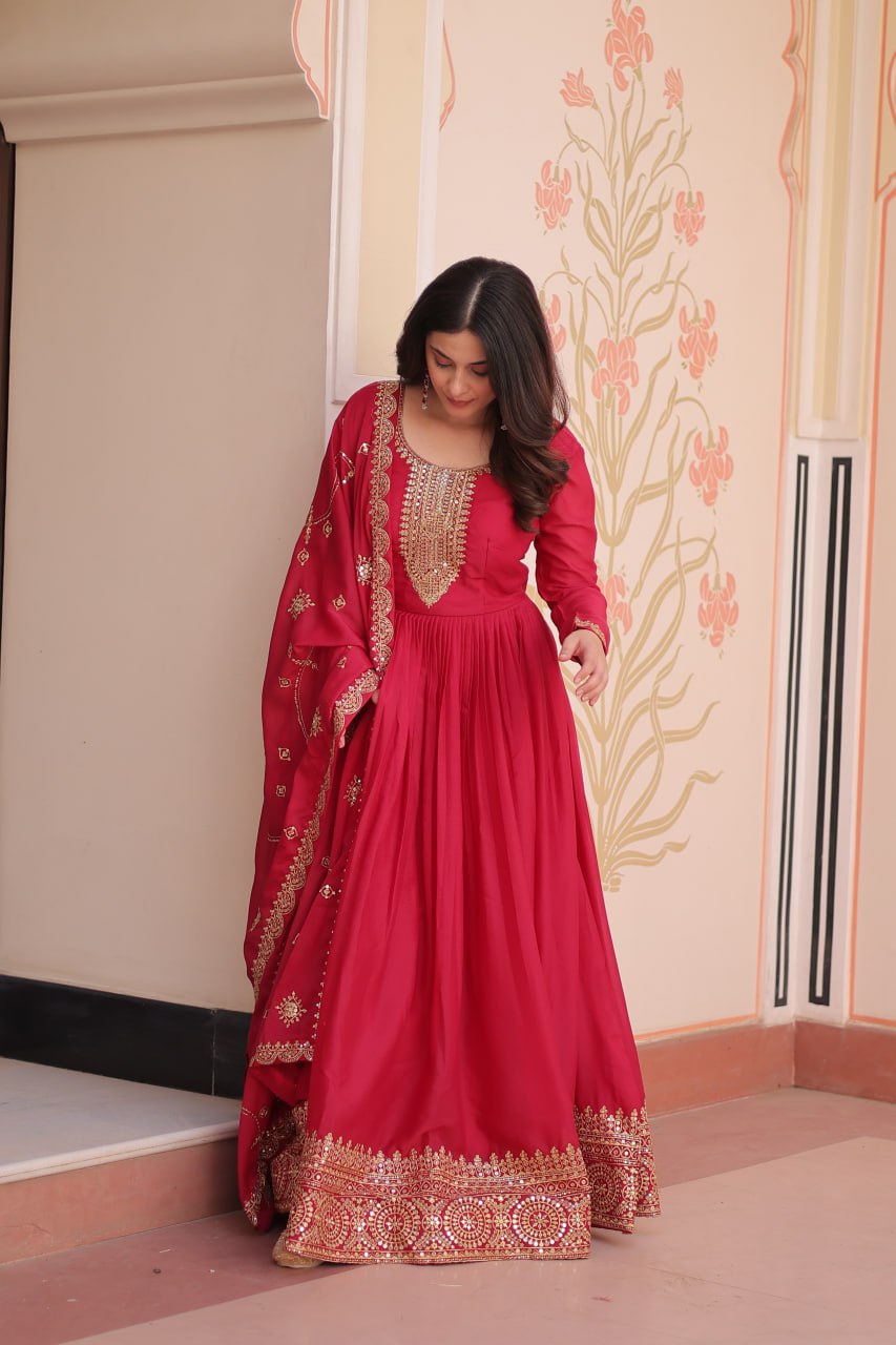Georgette Gown Dupatta Diwali Collection