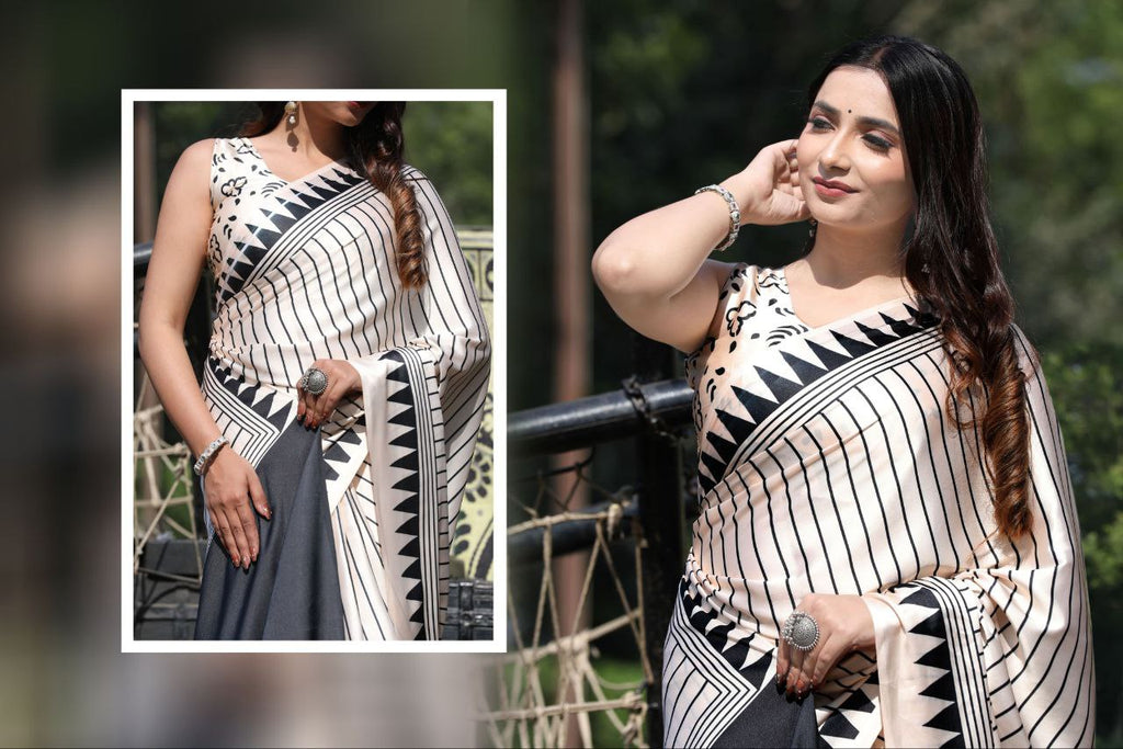 Digital Print Japan Satin Saree with Blouse