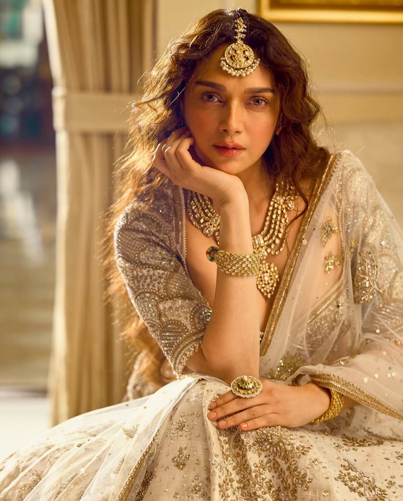 Heavy slub silk lehenga with sequins  dori & zari work