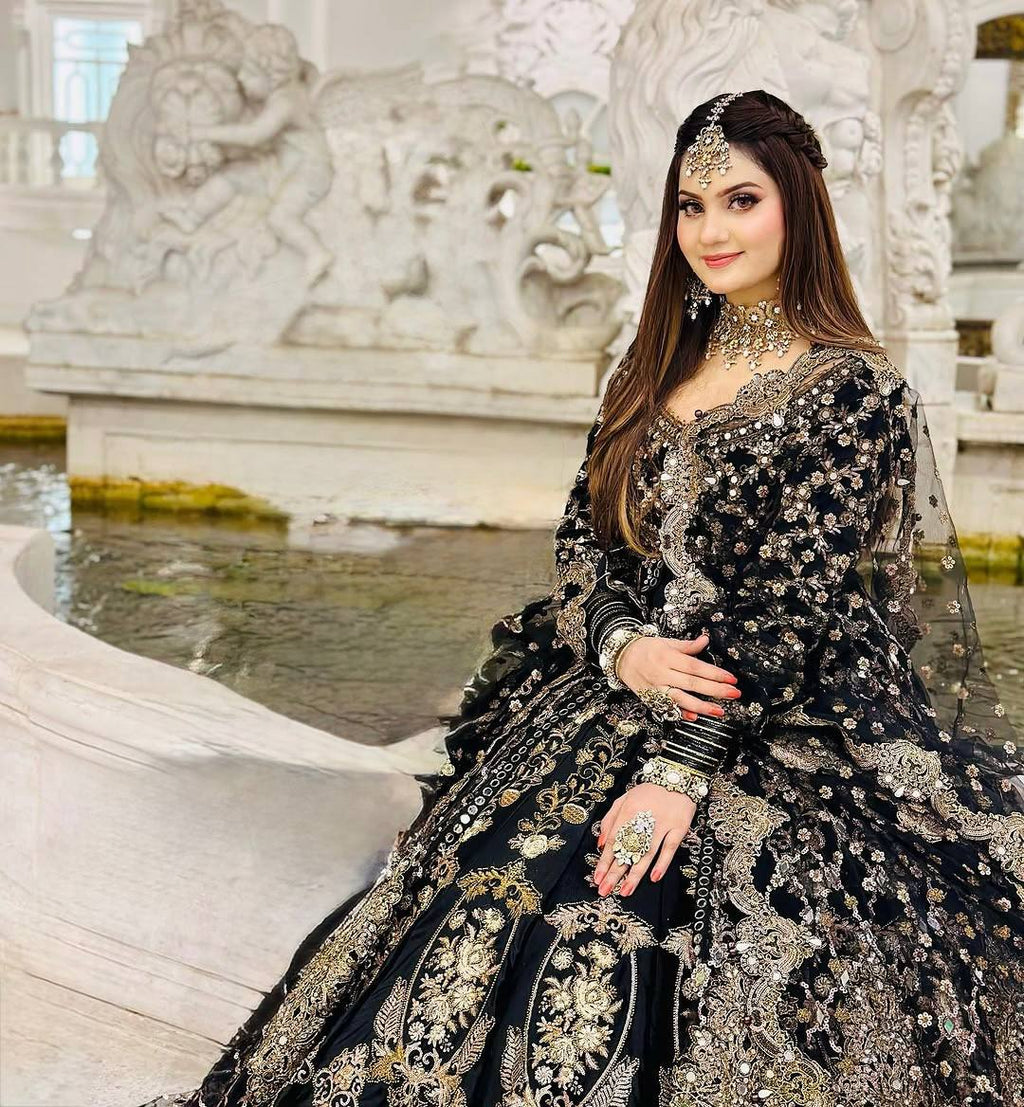 BRIDAL WEAR HEAVY EMBROIDERY CHINE SEQUENCE &amp; HAND WORK LEHENGAS WITH DUPATTA SET*