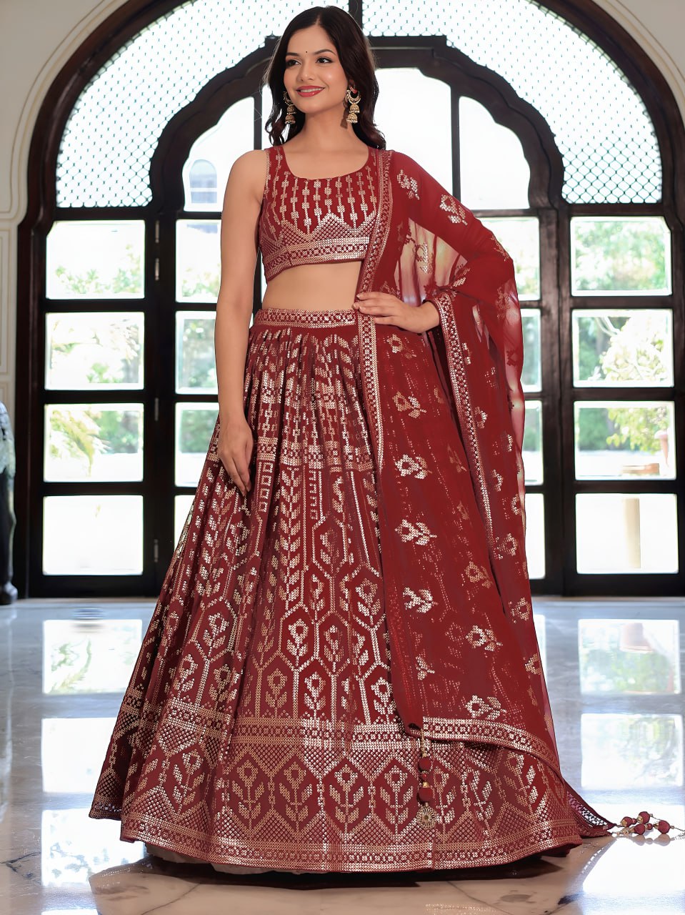 Maroon Heritage Lehenga Set