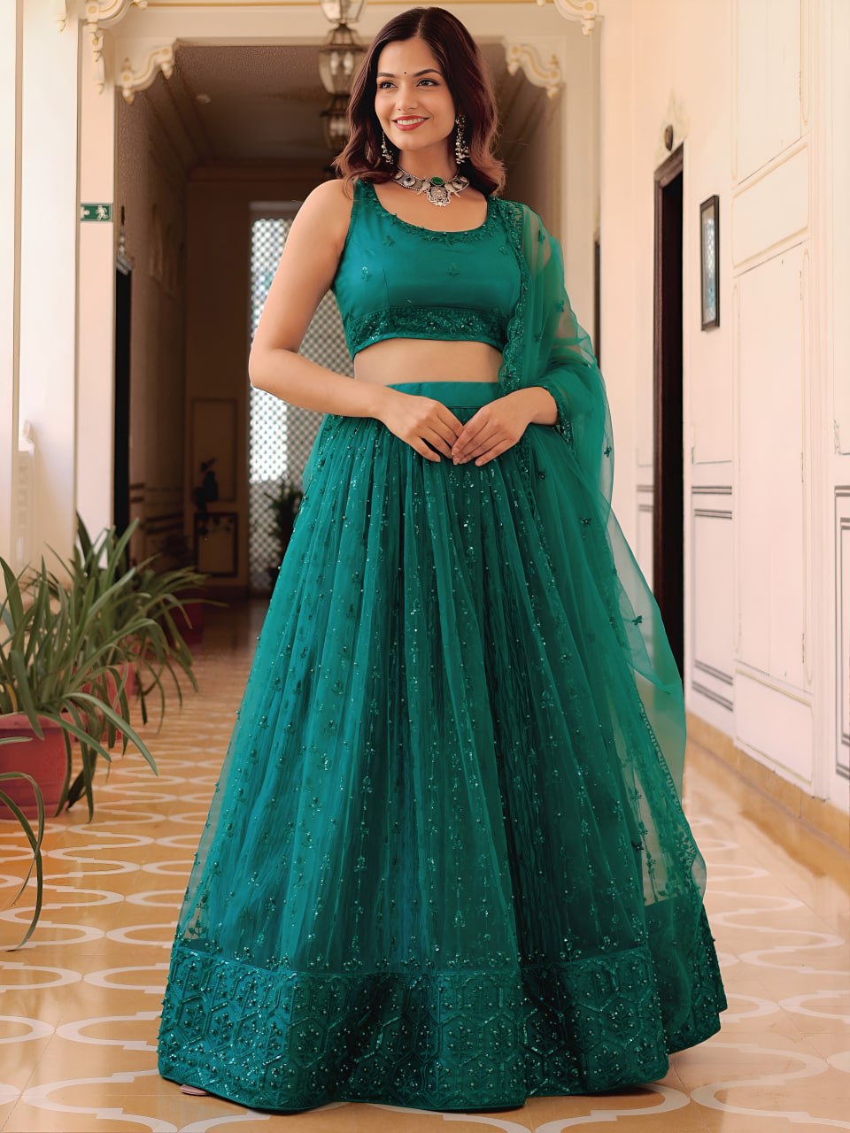 Teal Green Elegance Lehenga Set