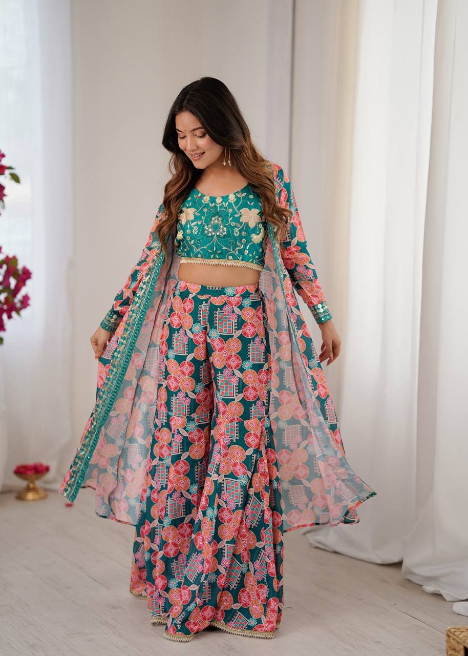 Heavy Muslin Sharara Salwar Suits Indo Western Dresses