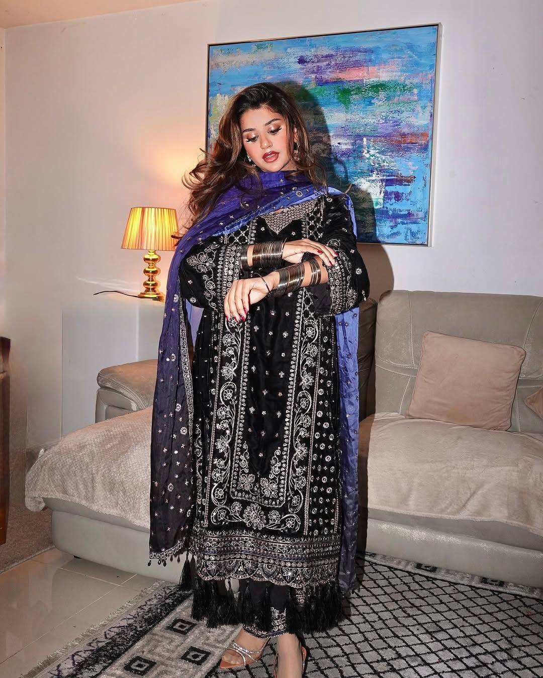 LAUNCHED VELVET KURTI-PLAZZO SET