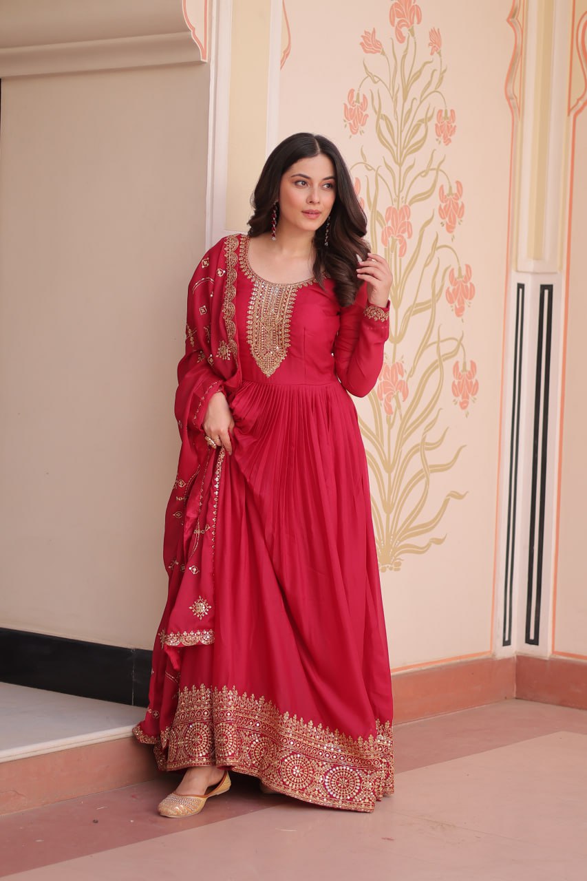 Georgette Gown Dupatta Diwali Collection