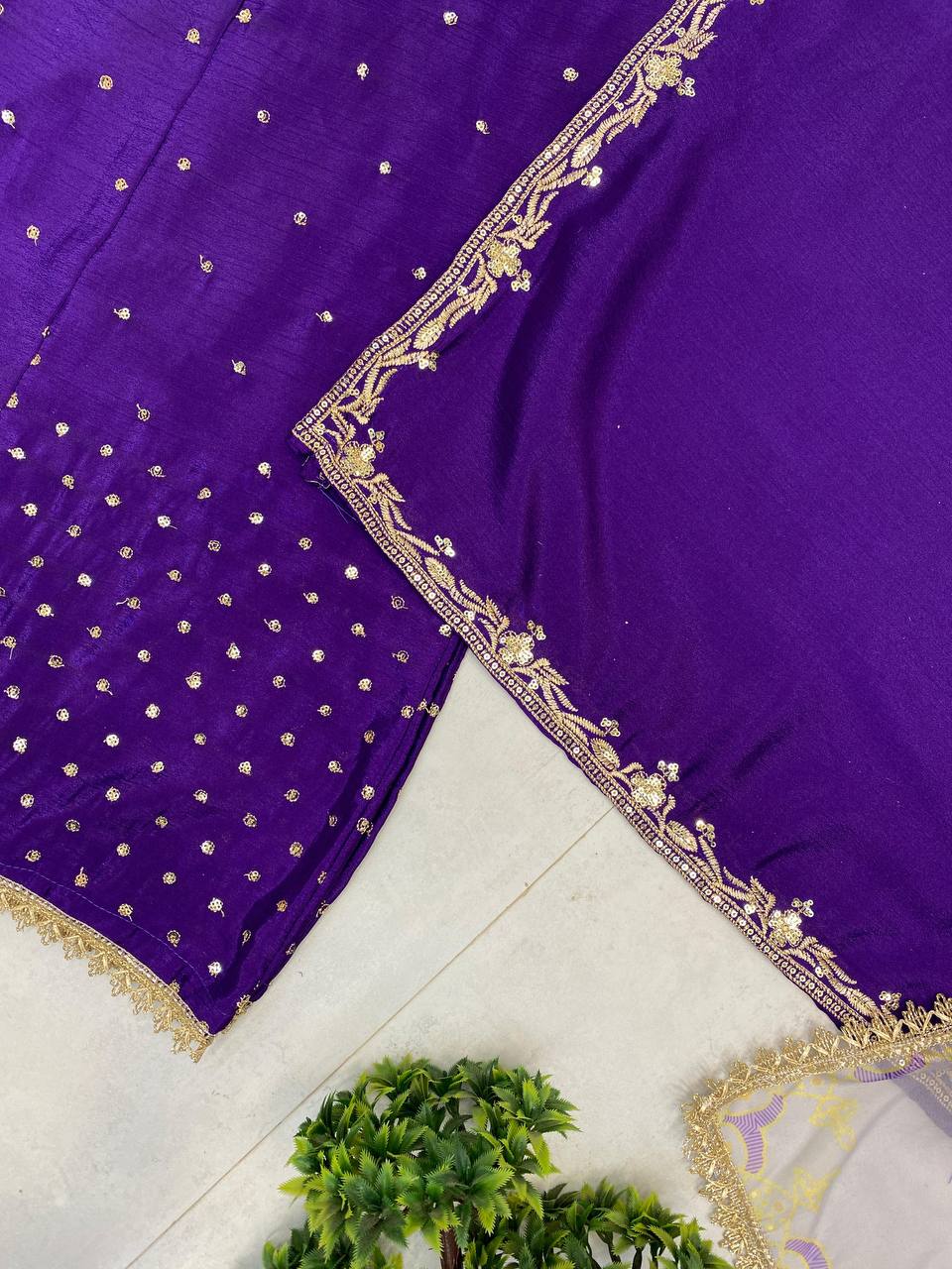 Exclusive 3-Piece Plazzo Set with Dupatta – Chinon Fabric with Sequence Embroidery