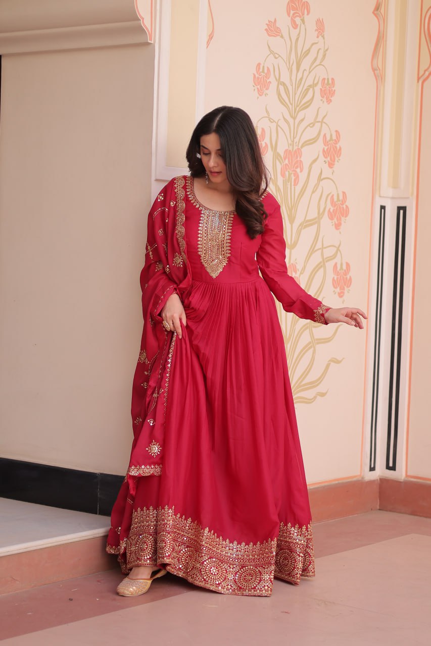Georgette Gown Dupatta Diwali Collection