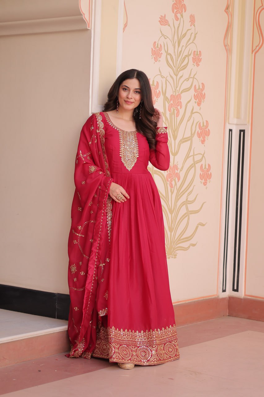 Georgette Gown Dupatta Diwali Collection