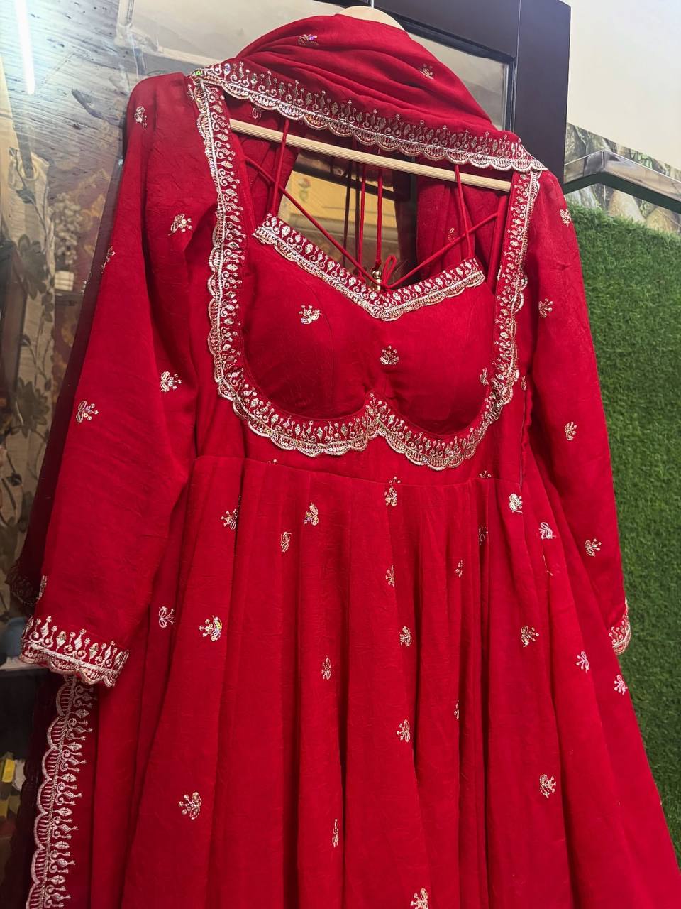 Designer Faux Georgette Party Wear Set with Heavy Embroidery, Sequins & Dupatta