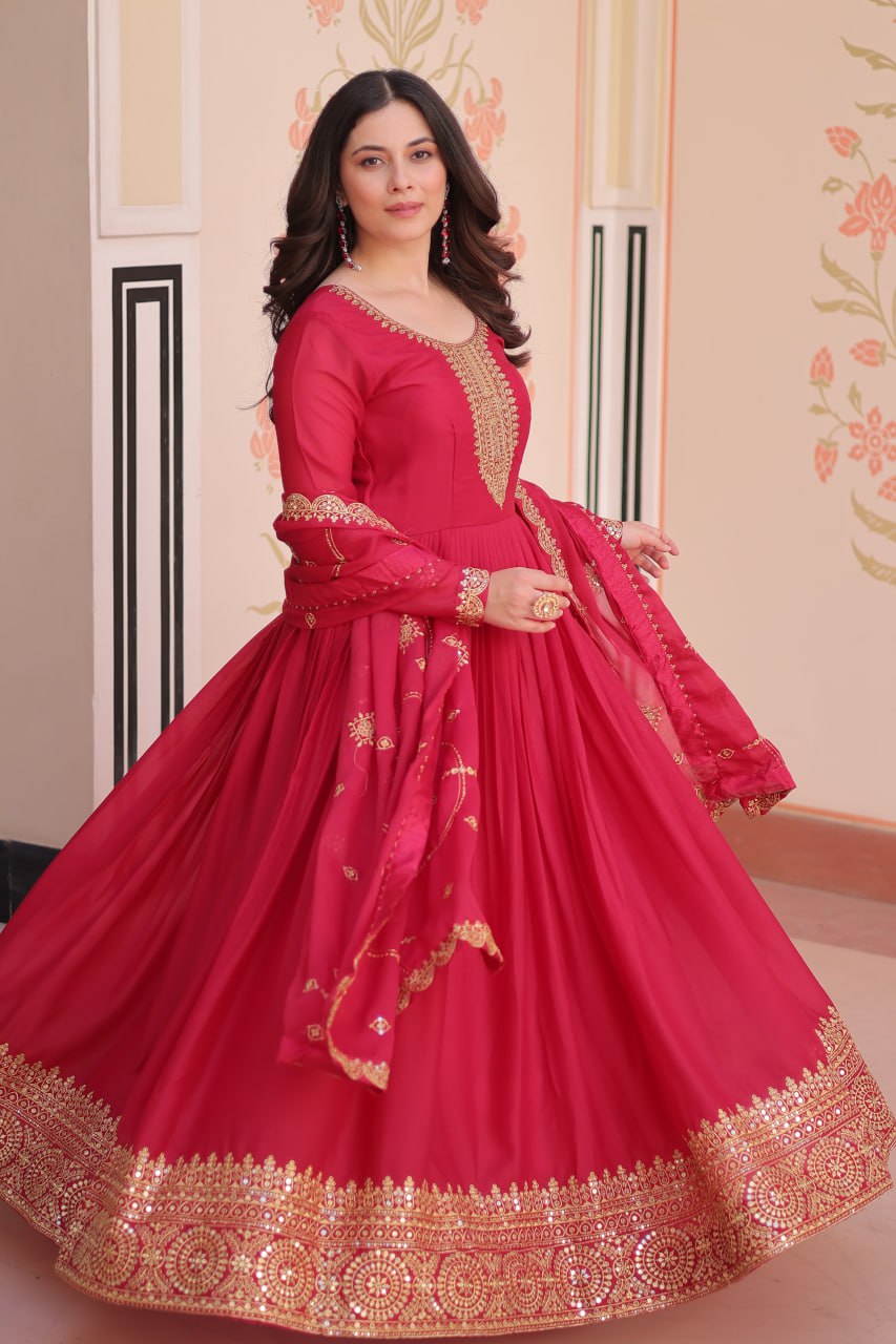 Georgette Gown Dupatta Diwali Collection