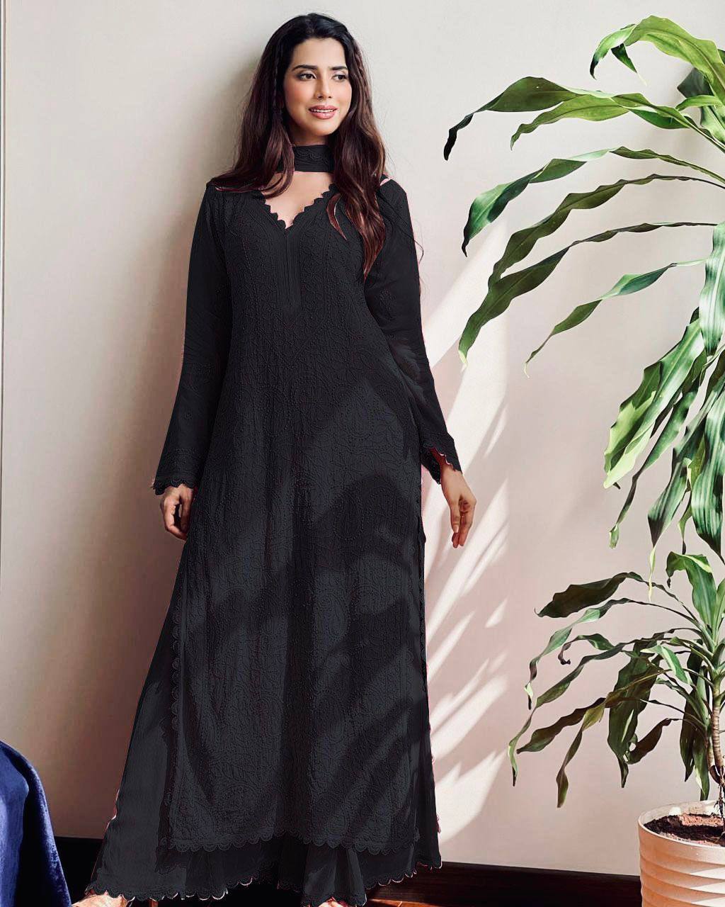 New Black Trend Chikankari special Ethnic Set