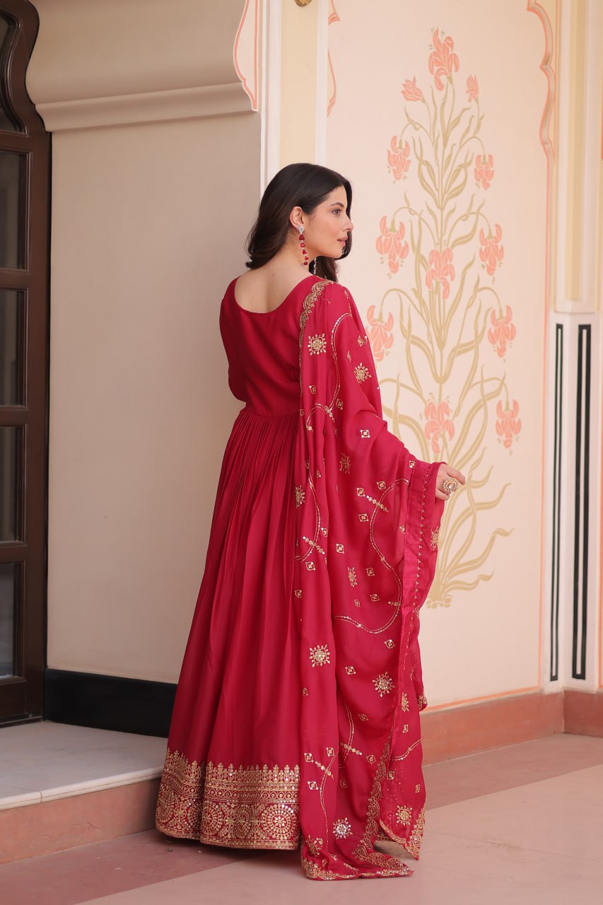 Georgette Gown Dupatta Diwali Collection