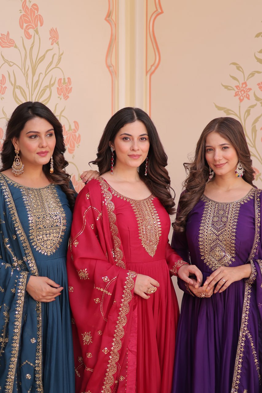 Georgette Gown Dupatta Diwali Collection
