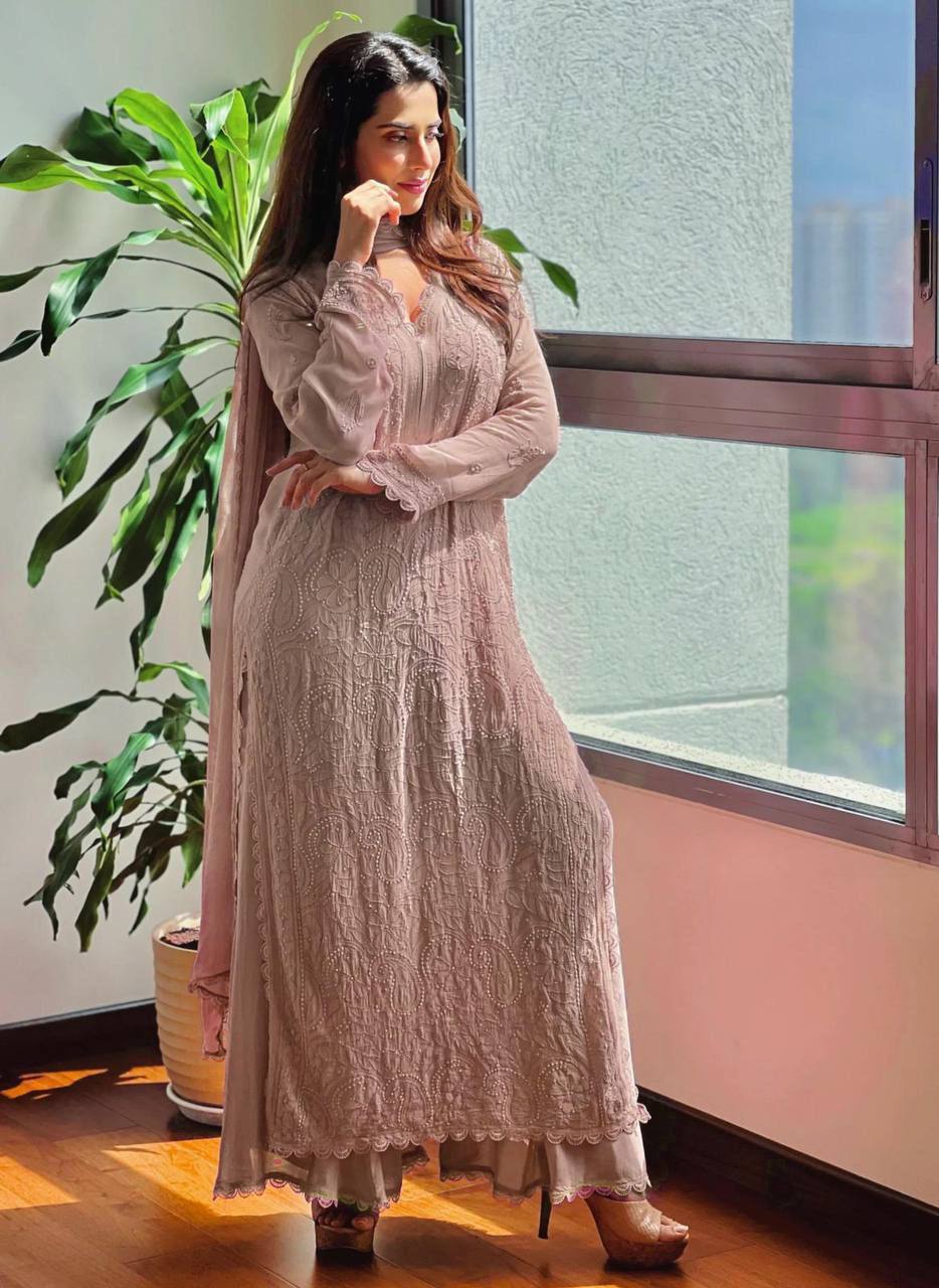 New Light Pink Trend Chikankari special Ethnic Set