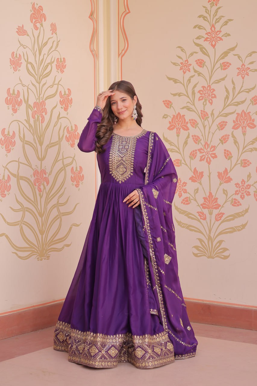 Georgette Gown Dupatta Diwali Collection