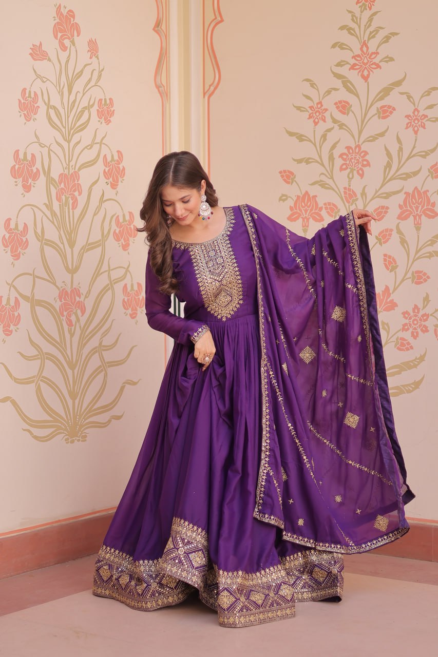 Georgette Gown Dupatta Diwali Collection