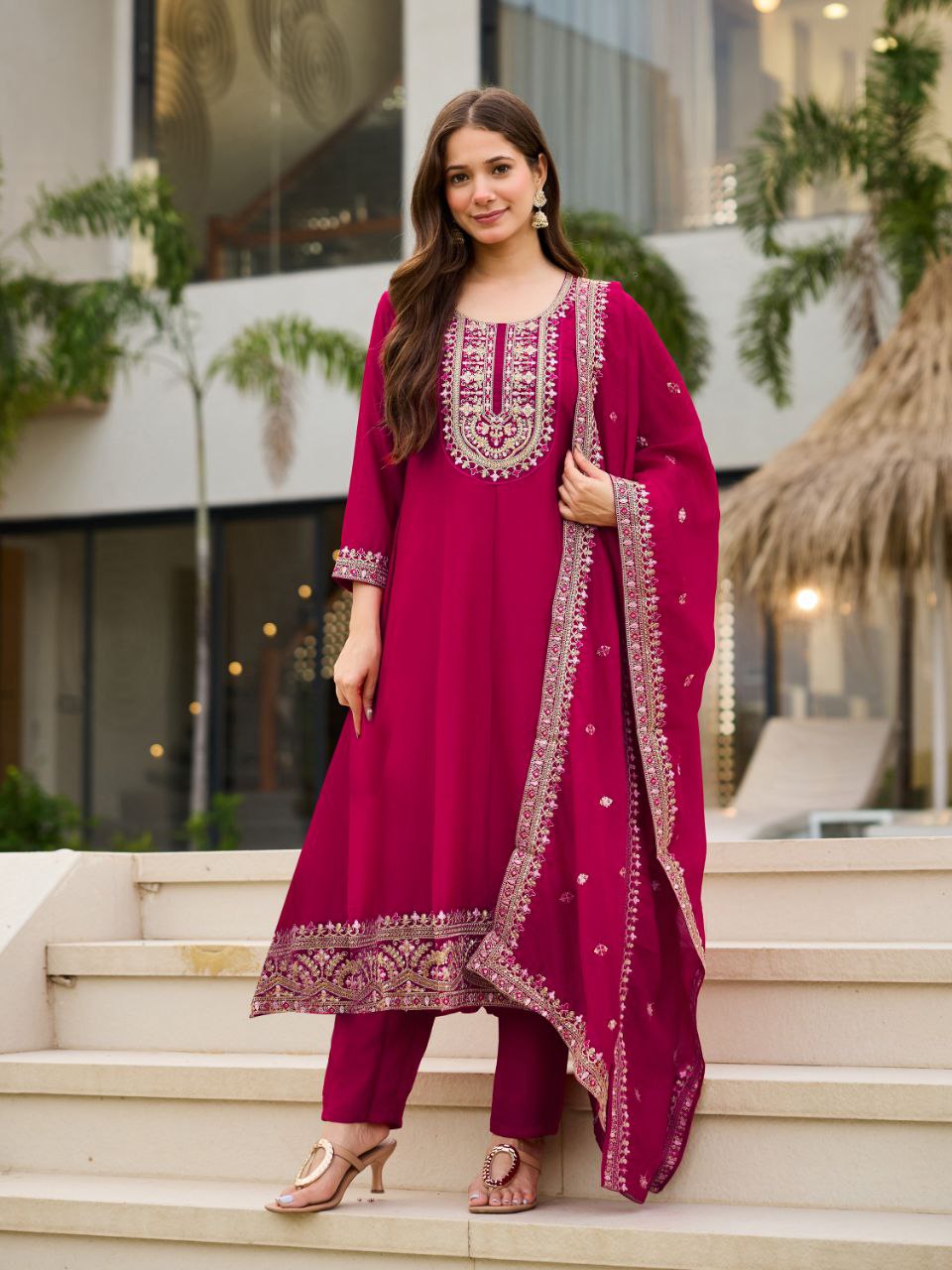 Women Ethnic Motifs Printed Anarkali Kurta with Trouser & Dupatta