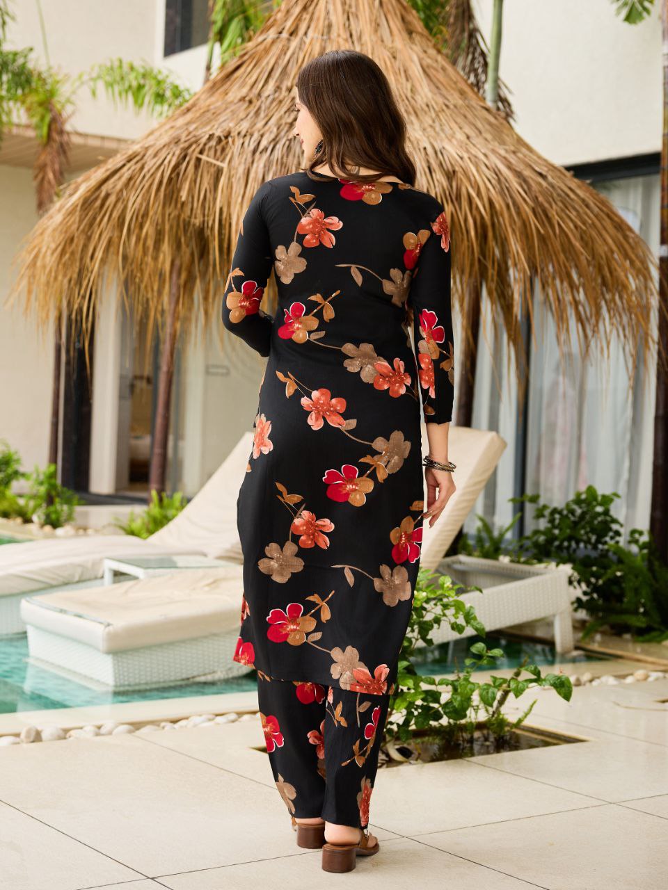Women Silk Blend Embroidered Kurta with Trousers & With Dupatta Set