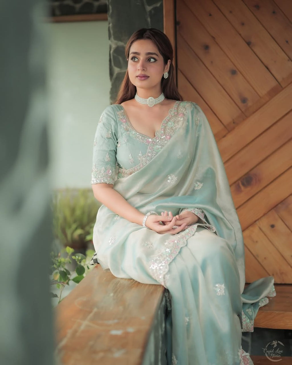 Heavy Soft Fandy Satin Silk Saree with Embroidery, Sequences & Cutwork Border