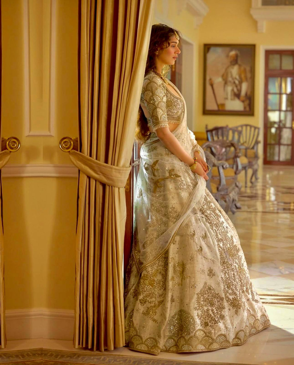 Heavy slub silk lehenga with sequins  dori & zari work