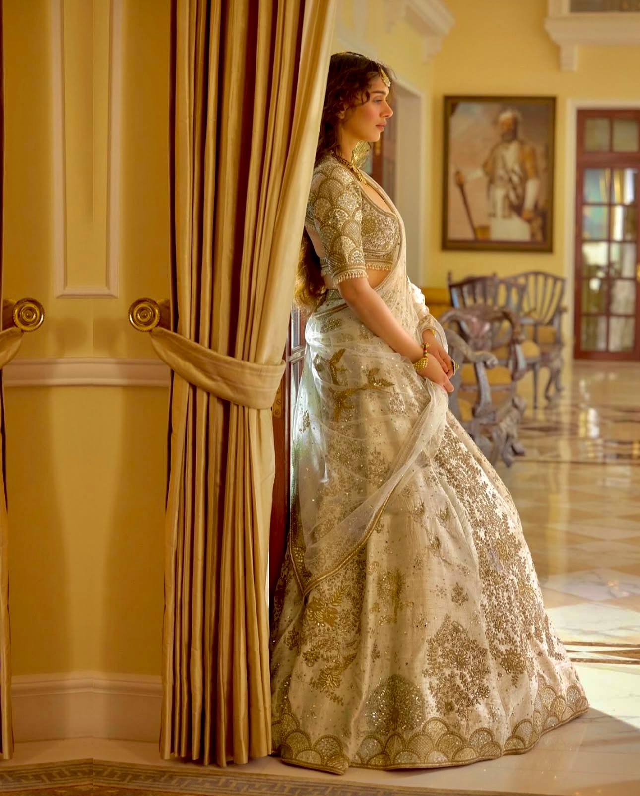 Heavy slub silk lehenga with sequins  dori & zari work