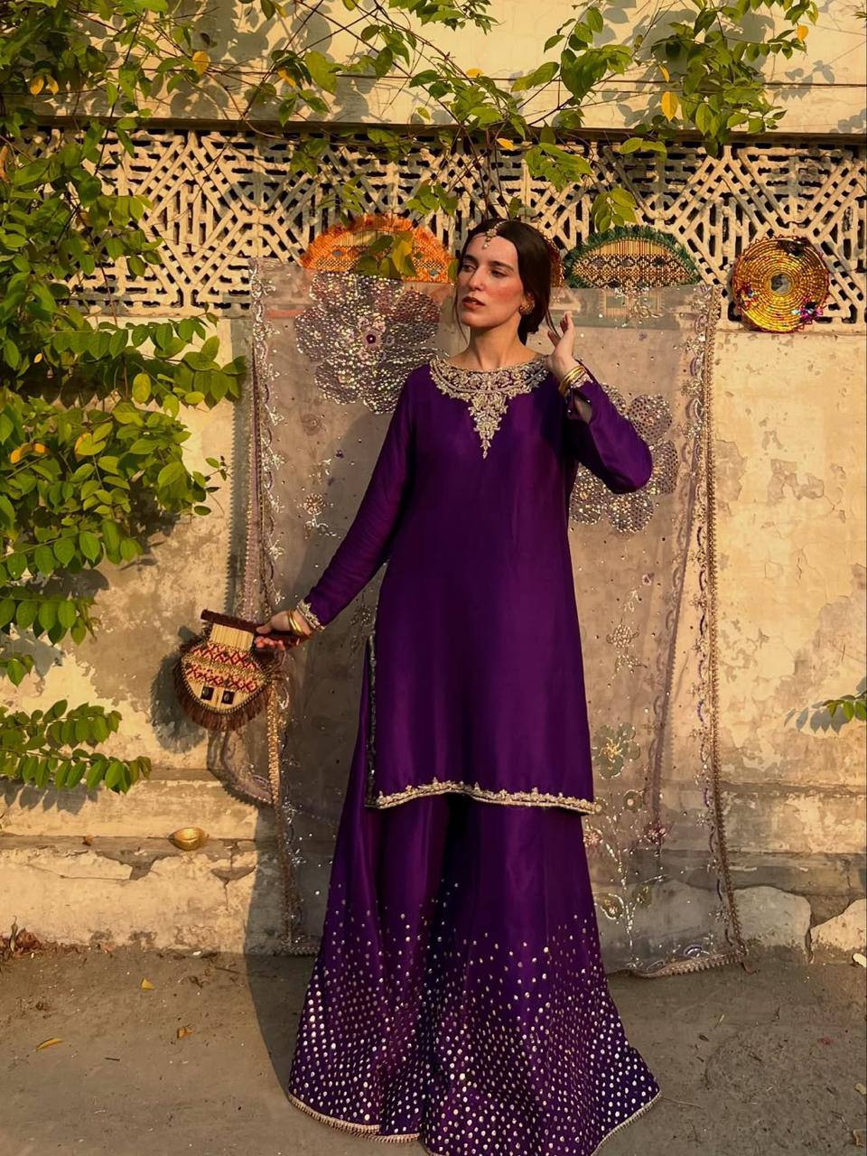 Exclusive 3-Piece Plazzo Set with Dupatta – Chinon Fabric with Sequence Embroidery