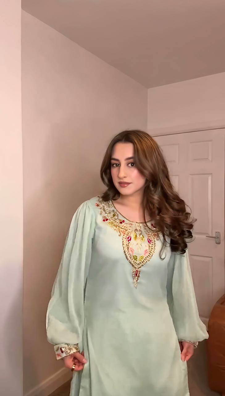 Designer Faux Georgette Top & Plazzo Set with Dupatta – Embroidery & Sequence Work