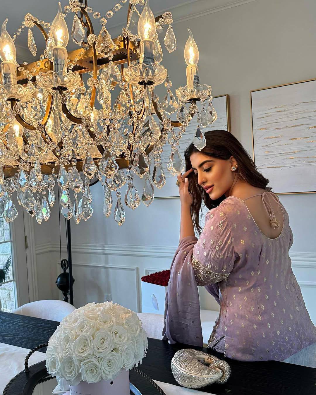 Premium Baby Pink Cosmos Silk Sequin & Zari Work Palazzo Set