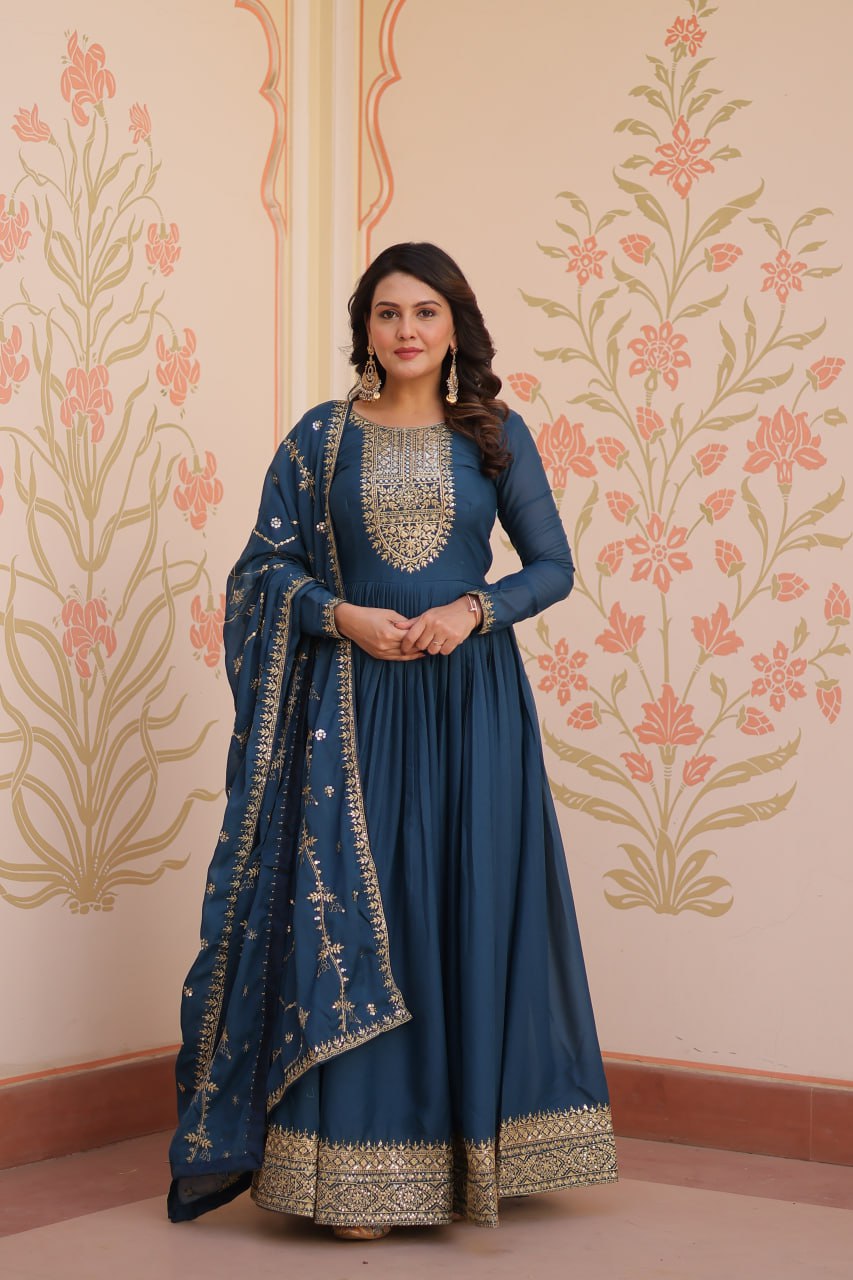Georgette Gown Dupatta Diwali Collection