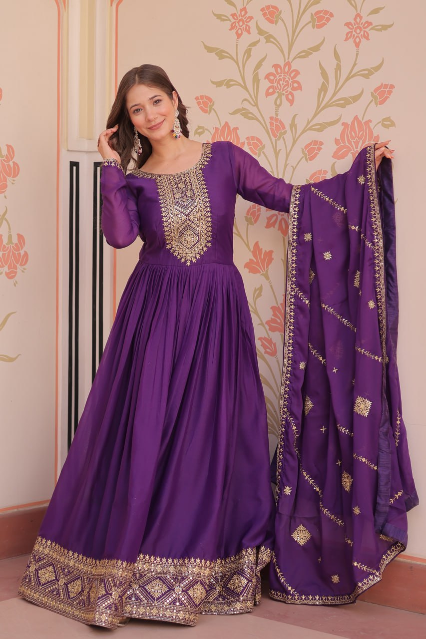 Georgette Gown Dupatta Diwali Collection