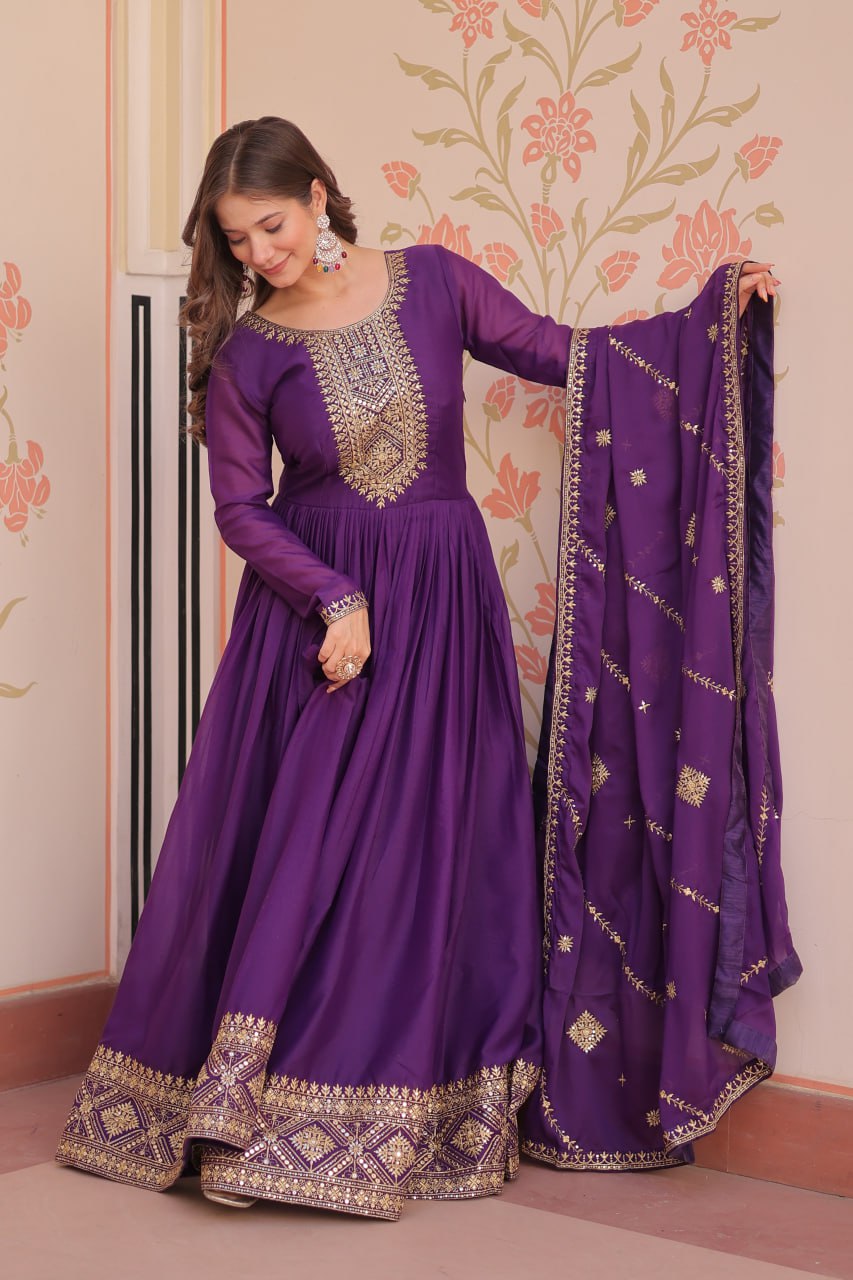 Georgette Gown Dupatta Diwali Collection