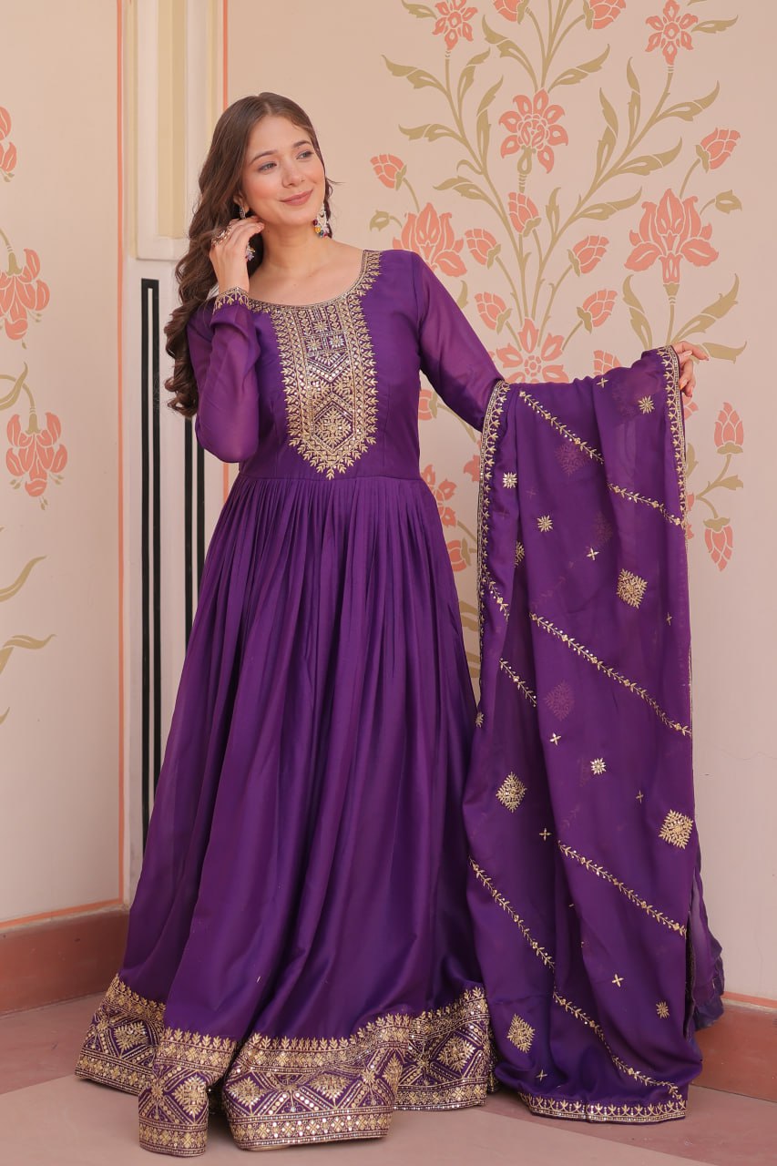 Georgette Gown Dupatta Diwali Collection
