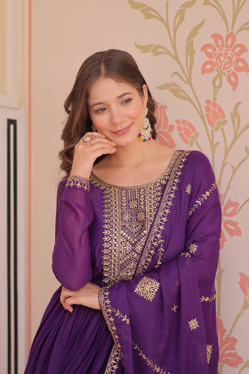 Georgette Gown Dupatta Diwali Collection
