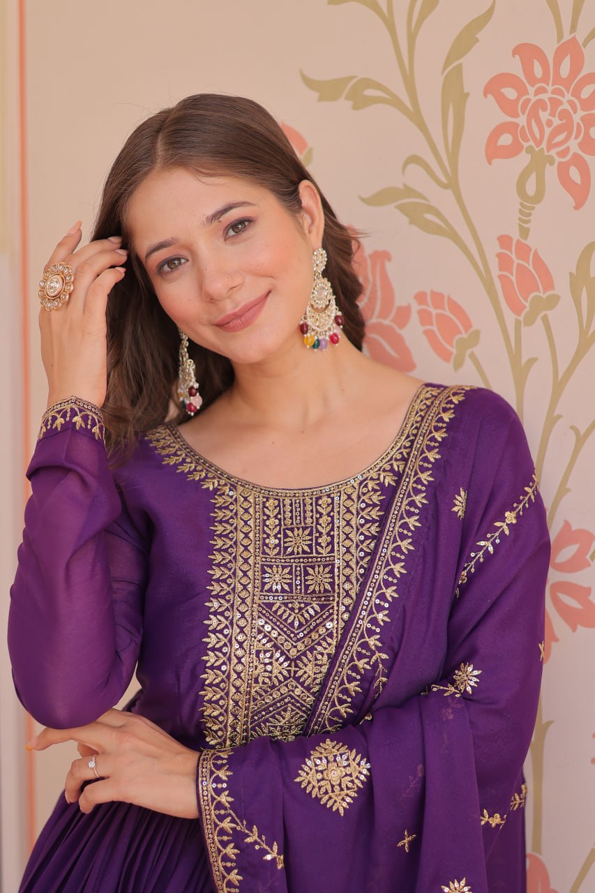 Georgette Gown Dupatta Diwali Collection